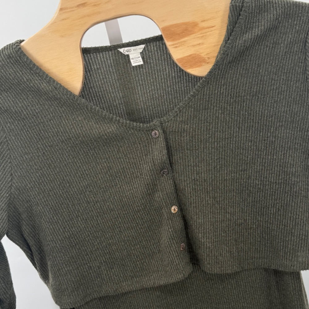 Cato Olive Green Ribbed Midi Dress